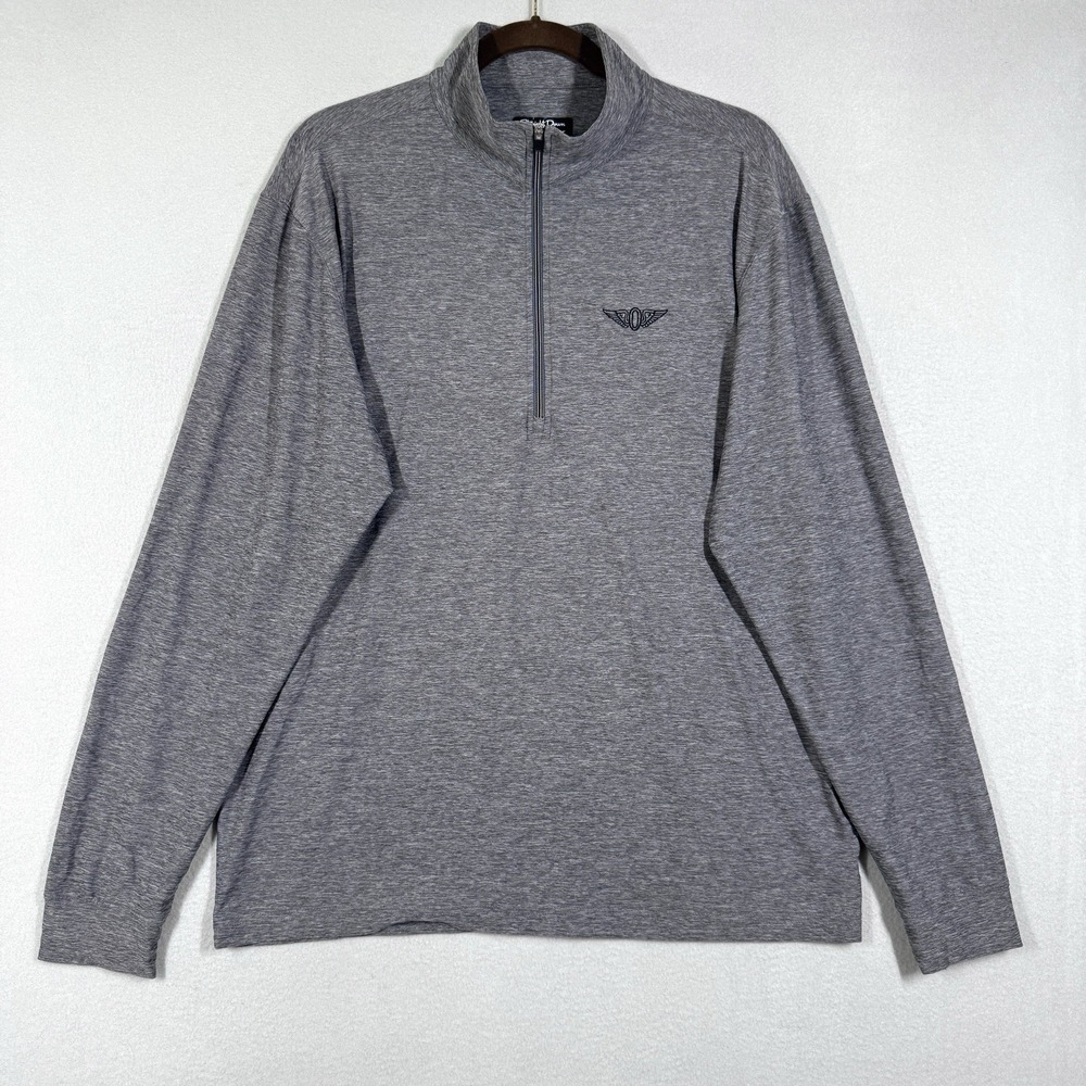Straight Down Shirt Mens Medium 1/4 Zip Pullover Golf Performance Grey Logo